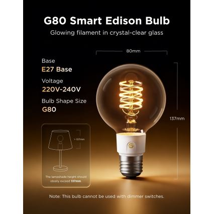 Govee - LED RGBWW prigušiva sijalica Smart MATTER G80 E27/5W/230V 2700-6500K Wi-Fi