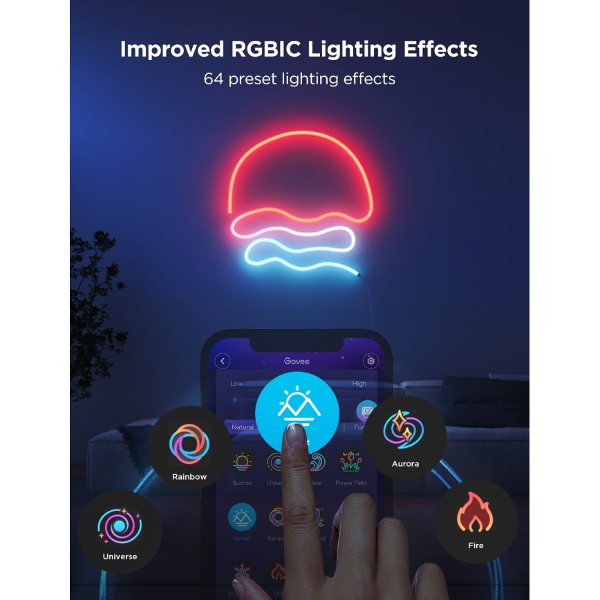 Govee - Neon 2 MATTER savijiva LED traka 3m RGBIC Wi-Fi