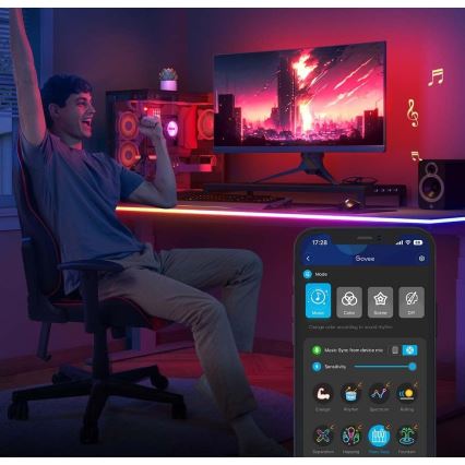 Govee - Neon LED osvetljenje za sto 3m RGBIC Wi-Fi