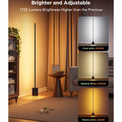 Govee - prigušiva LED podna lampa Smart MATTER LED RGBICWW 2200-6500K Wi-Fi + daljinsko upravljanje