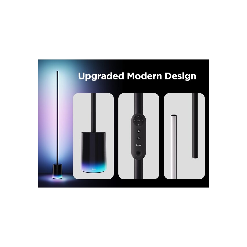 Govee - prigušiva LED podna lampa Smart MATTER LED RGBICWW 2200-6500K Wi-Fi + daljinsko upravljanje