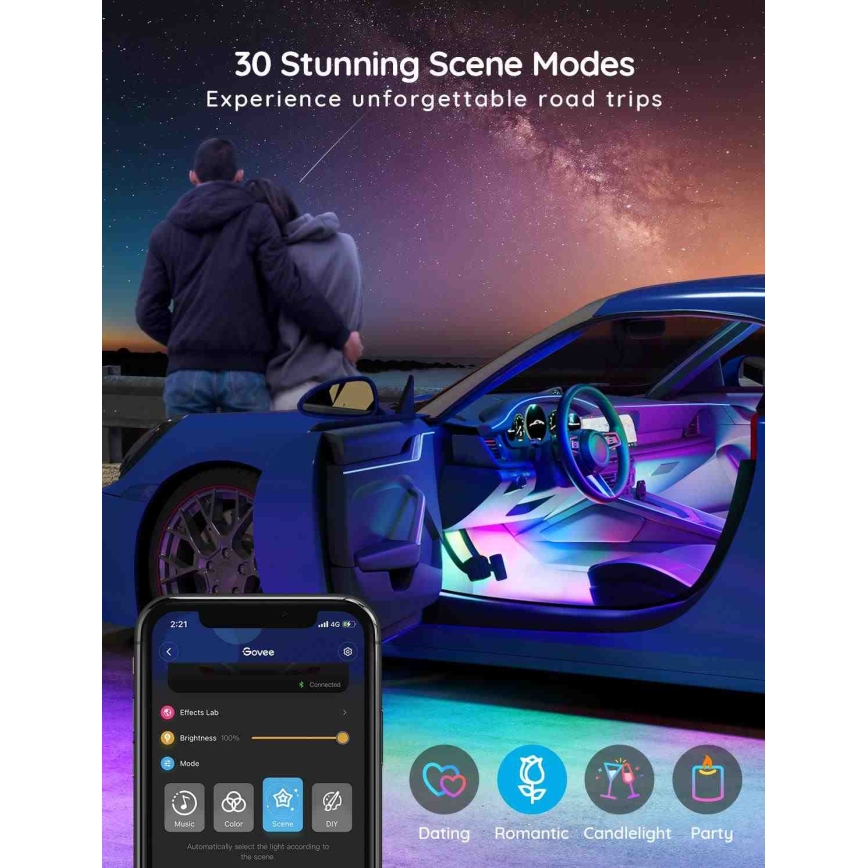 Govee - Pametne LED trake za automobil - RGBIC