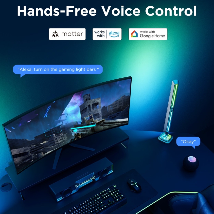 Govee - Pametni RGBIC Gaming Pro svetlosni paneli, kompatibilni sa Matter i Wi‑Fi