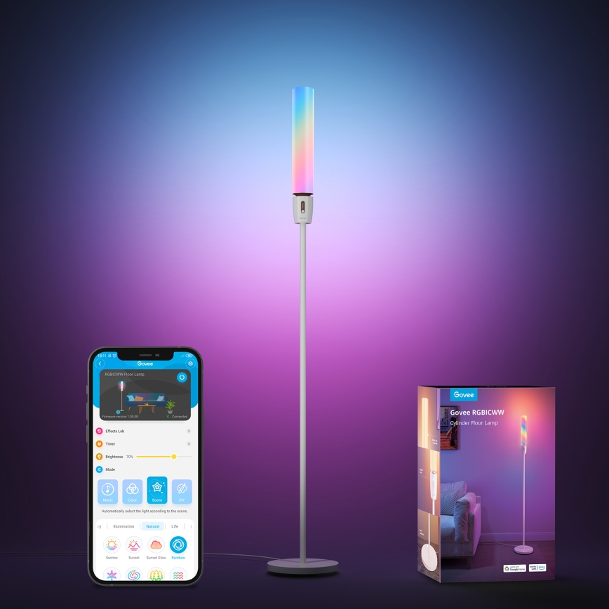 Govee - prigušiva LED podna lampa CYLINDER SMART RGBICWW 2200-6500K