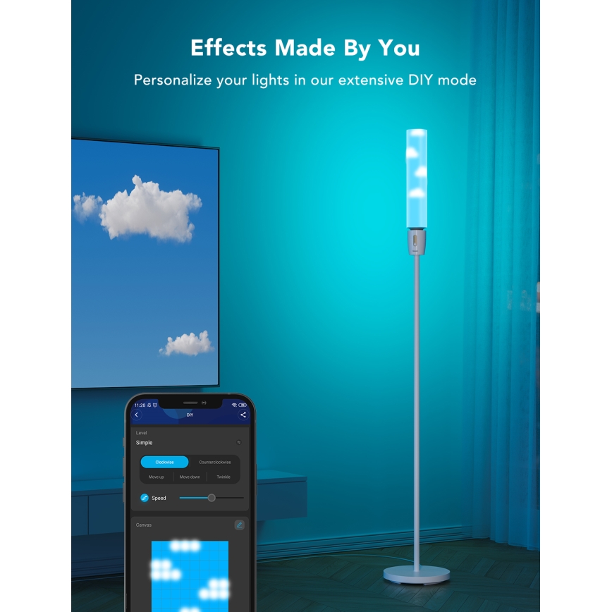Govee - prigušiva LED podna lampa CYLINDER SMART RGBICWW 2200-6500K