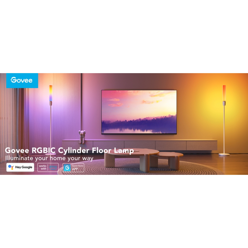 Govee - prigušiva LED podna lampa CYLINDER SMART RGBICWW 2200-6500K