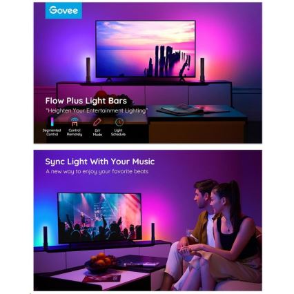 Govee - SET 2x Flow Plus SMART LED TV & gejming - RGBICWW Wi-Fi