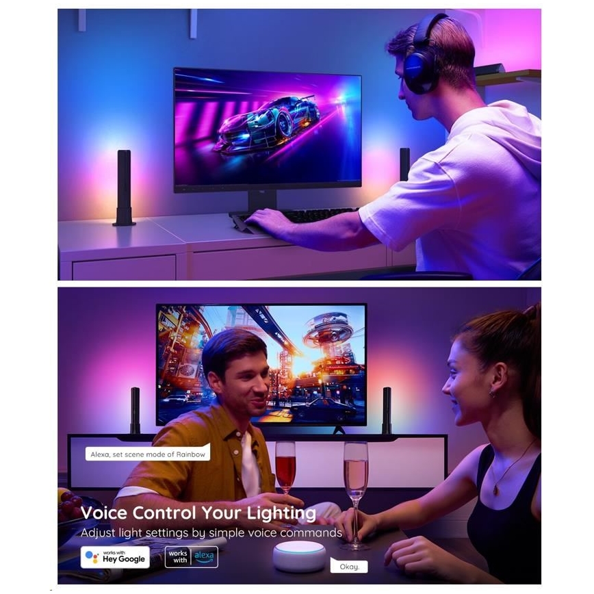 Govee - SET 2x Flow Plus SMART LED TV & gejming - RGBICWW Wi-Fi
