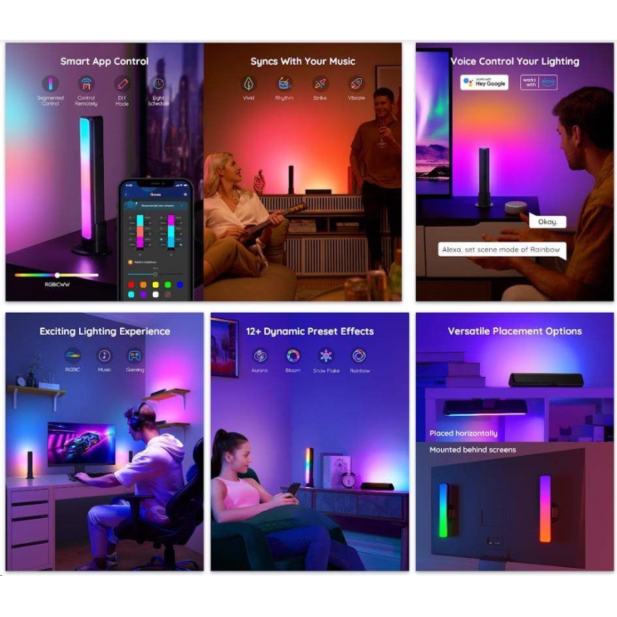 Govee - SET 2x Flow Plus SMART LED TV & gejming - RGBICWW Wi-Fi