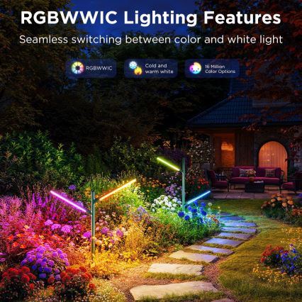 Govee - Komplet 2x LED RGBICWW prigušiva spoljna lampa LED/18W/230V IP66 2700-6500K Wi-Fi