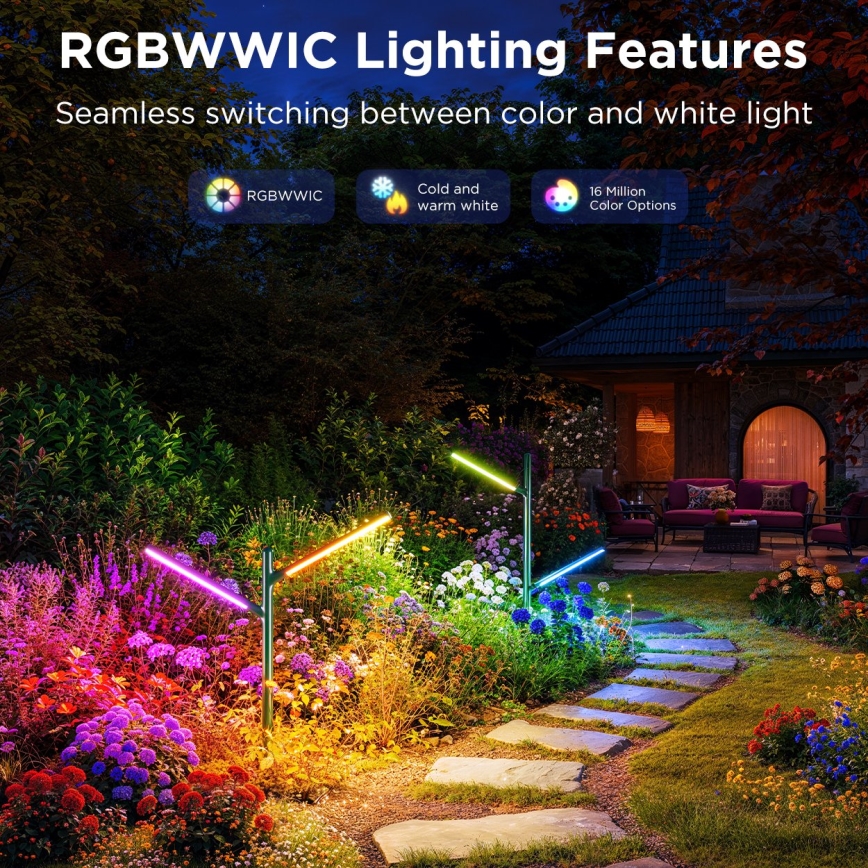 Govee - Komplet 2x LED RGBICWW prigušiva spoljna lampa LED/18W/230V IP66 2700-6500K Wi-Fi
