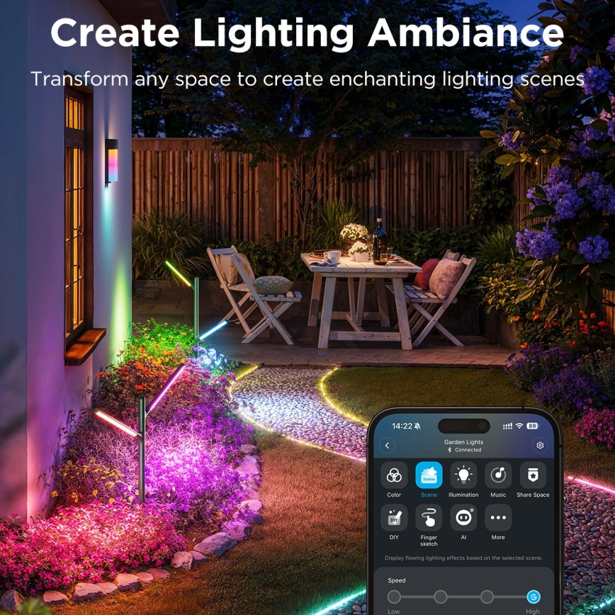 Govee - Komplet 2x LED RGBICWW prigušiva spoljna lampa LED/18W/230V IP66 2700-6500K Wi-Fi
