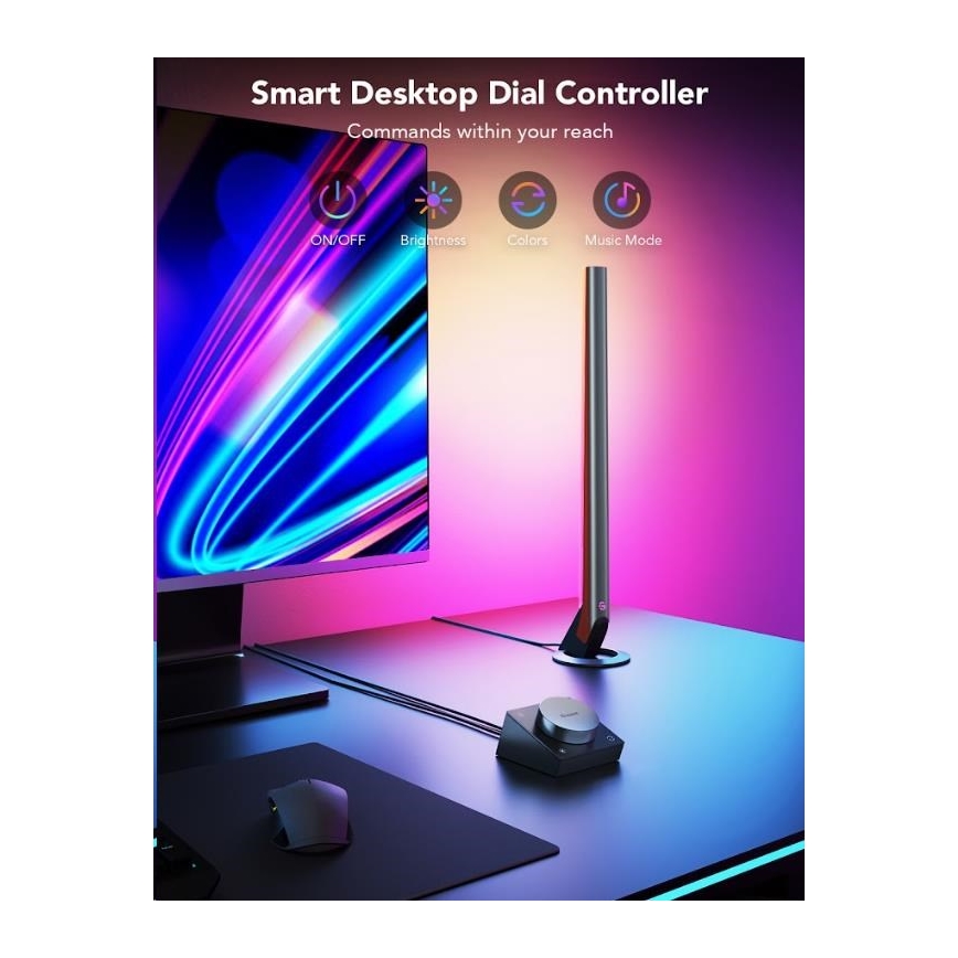 Govee - komplet 2x Smart gejming Wi-Fi LED RGBIC paneli + Smart Dual + daljinski upravljač