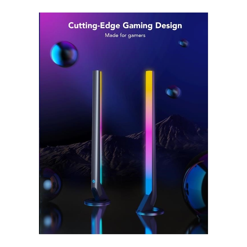 Govee - komplet 2x Smart gejming Wi-Fi LED RGBIC paneli + Smart Dual + daljinski upravljač