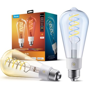 Govee - SET 2xLED RGBWW prigušiva sijalica Smart MATTER ST64 E27/5W/230V 2700-6500K Wi-Fi
