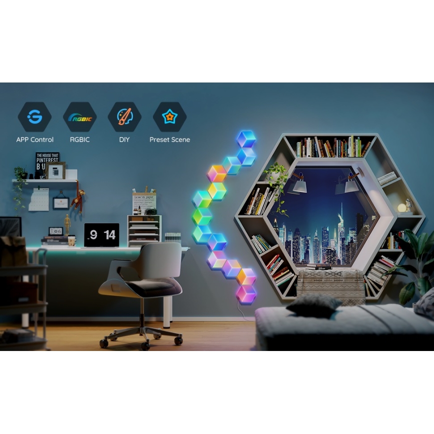 Govee - SET od 10 LED svetala Glide Hexa Pro Smart RGBIC Wi-Fi