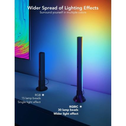 Govee - SMART LED RGBIC panel 38cm za TV 43-75 - 2 kom Wi-Fi