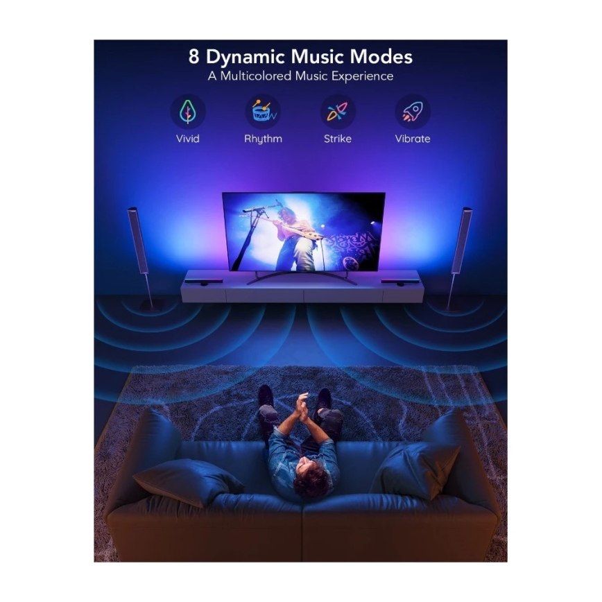 Govee - SMART LED RGBIC panel 38cm za TV 43-75 - 2 kom Wi-Fi