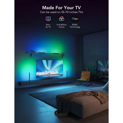 Govee - SMART LED RGBIC panel 38cm za TV 43-75 - 2 kom Wi-Fi