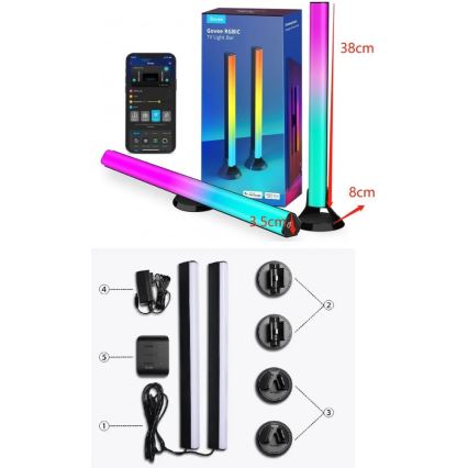 Govee - SMART LED RGBIC panel 38cm za TV 43-75 - 2 kom Wi-Fi