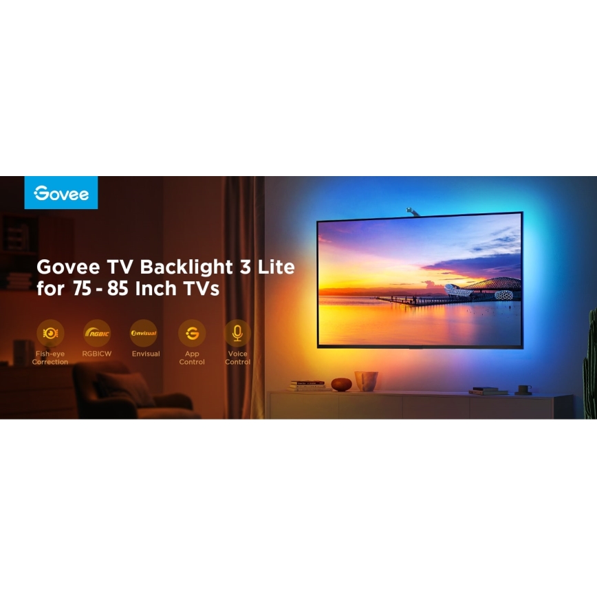Govee - TV Backlight 3 Lite za TV 75-85 SMART LED pozadinsko osvetljenje RGBICW Wi-Fi IP67