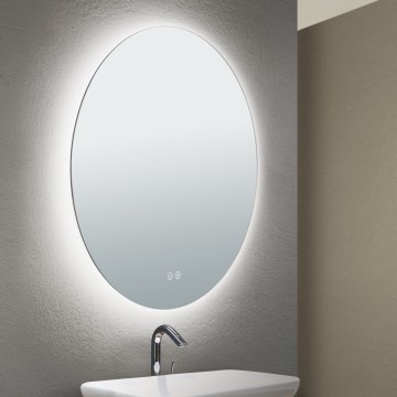Grejano LED zidno ogledalo za kupatilo sa pozadinskim osvetljenjem FOCUS LED/25W/230V 3000/4200/6000K prečnik 60 cm IP44