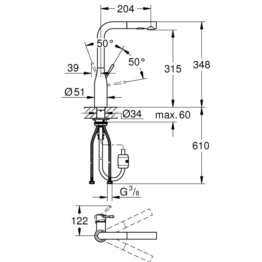 GROHE 30270AL0 - Slavina za sudoperu ESSENCE grafit