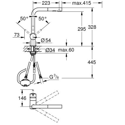 GROHE 30274000 - Slavina za sudoperu L-izliv sjajni hrom