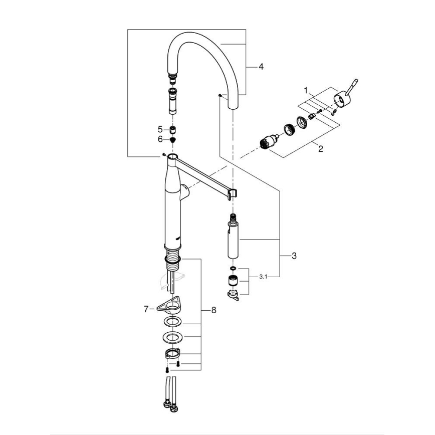 GROHE 30294000 - Baterija za sudoperu ESSENCE 530 mm sjajni hrom