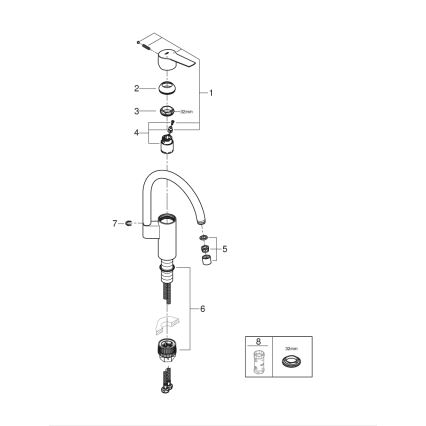 GROHE 30469000 - Kuhinjska slavina START, visok izljev, sjajni hrom