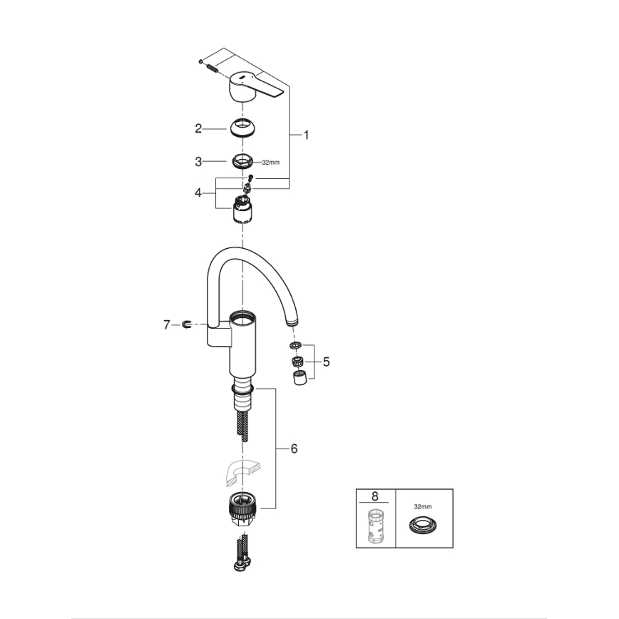 GROHE 30469000 - Kuhinjska slavina START, visok izljev, sjajni hrom