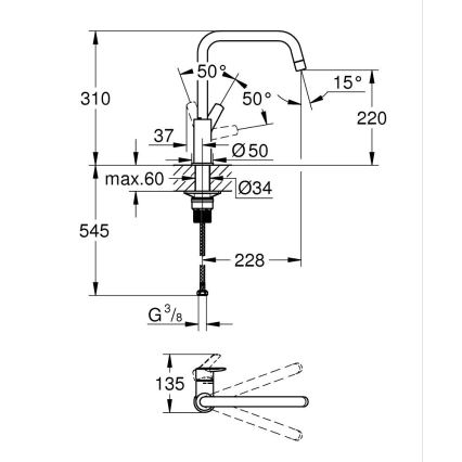 GROHE 30470DC0 - Baterija za sudoperu START 310 mm, nerđajući čelik