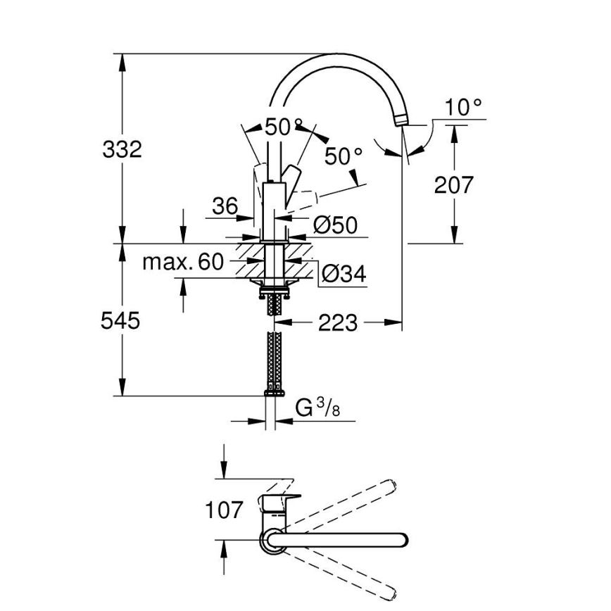 GROHE 30529001 - Kuhinjska slavina START EDGE sjajni hrom