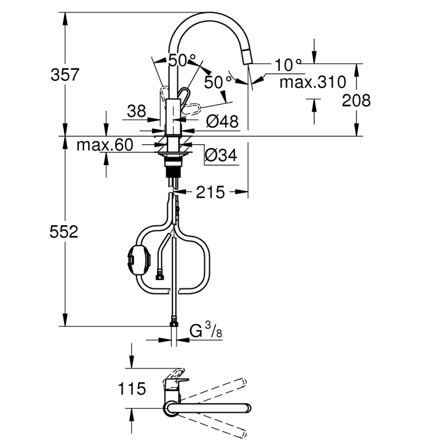 GROHE 30569000 - Slavina za sudoperu START FLOW 357 mm, sjajni hrom