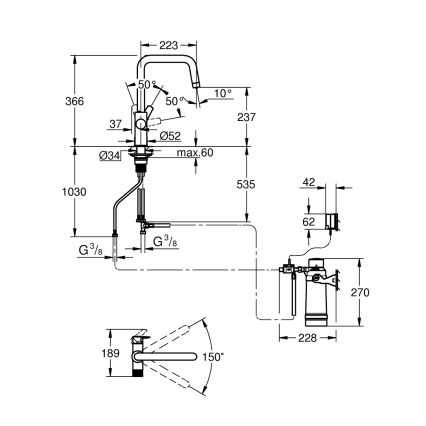 GROHE 30594000 - Kuhinjska slavina BLUE PURE Start sa filtrom Ultrasafe, hrom
