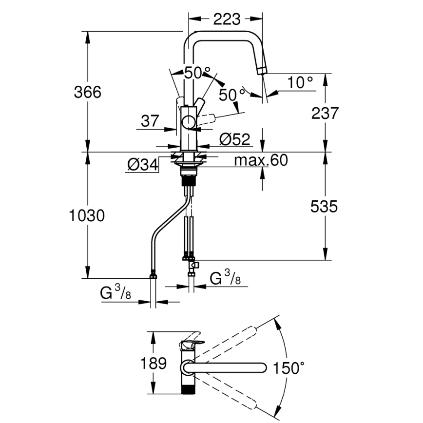 GROHE 30595DC0 - Kuhinjska slavina BLUE PURE, od nerđajućeg čelika