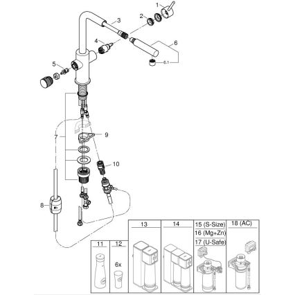 GROHE 30601000 - Kuhinjska slavina BLUE PURE A sa izvlačivom mlaznicom, sjajni hrom