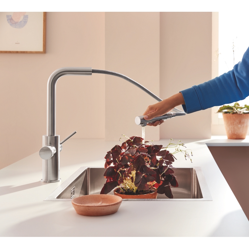 GROHE 30601DC0 - Kuhinjska baterija BLUE PURE sa izvlačivom mlaznicom, inox