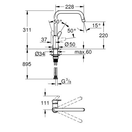 GROHE 30630000 - Kuhinjska baterija START 311 mm, polirani hrom