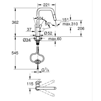 GROHE 30631000 - QUICKFIX START slavina za sudoperu 362 mm, sjajni hrom