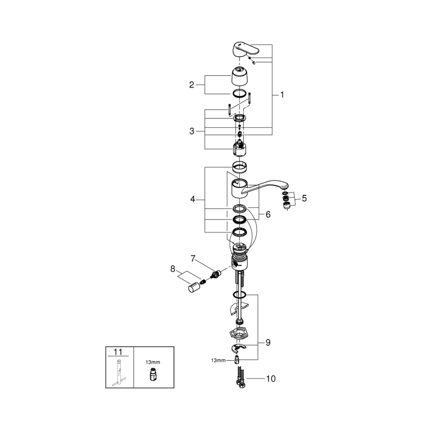 GROHE 31161000 - Slavina za sudoperu EUROSMART COSMOPOLITAN 140° sjajni hrom
