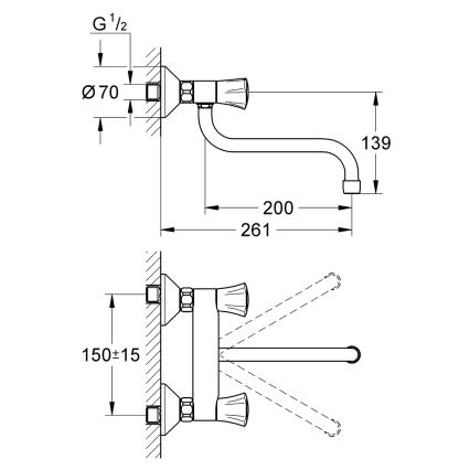GROHE 31187001 - Zidna baterija za sudoperu COSTA L 200 mm, sjajni hrom