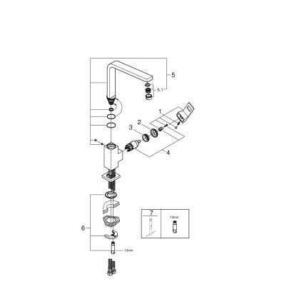 GROHE 31255000 - Kuhinjska slavina EUROCUBE sjajni hrom