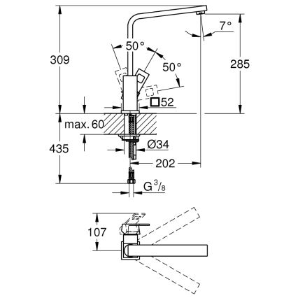 GROHE 31255000 - Kuhinjska slavina EUROCUBE sjajni hrom
