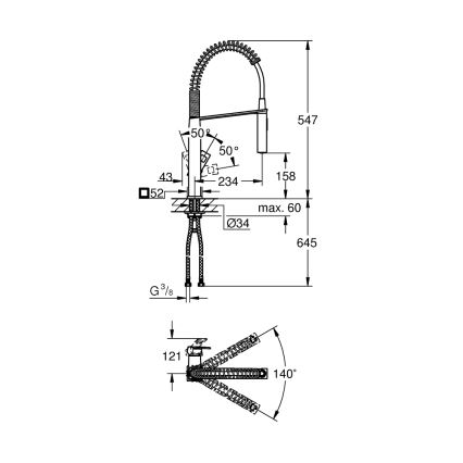 GROHE 31395000 - Slavina za sudoperu EUROCUBE 547 mm, sjajni hrom