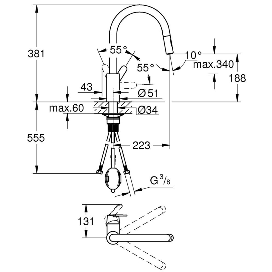 GROHE 31484001 - Slavina za sudoperu GET, sjajni hrom