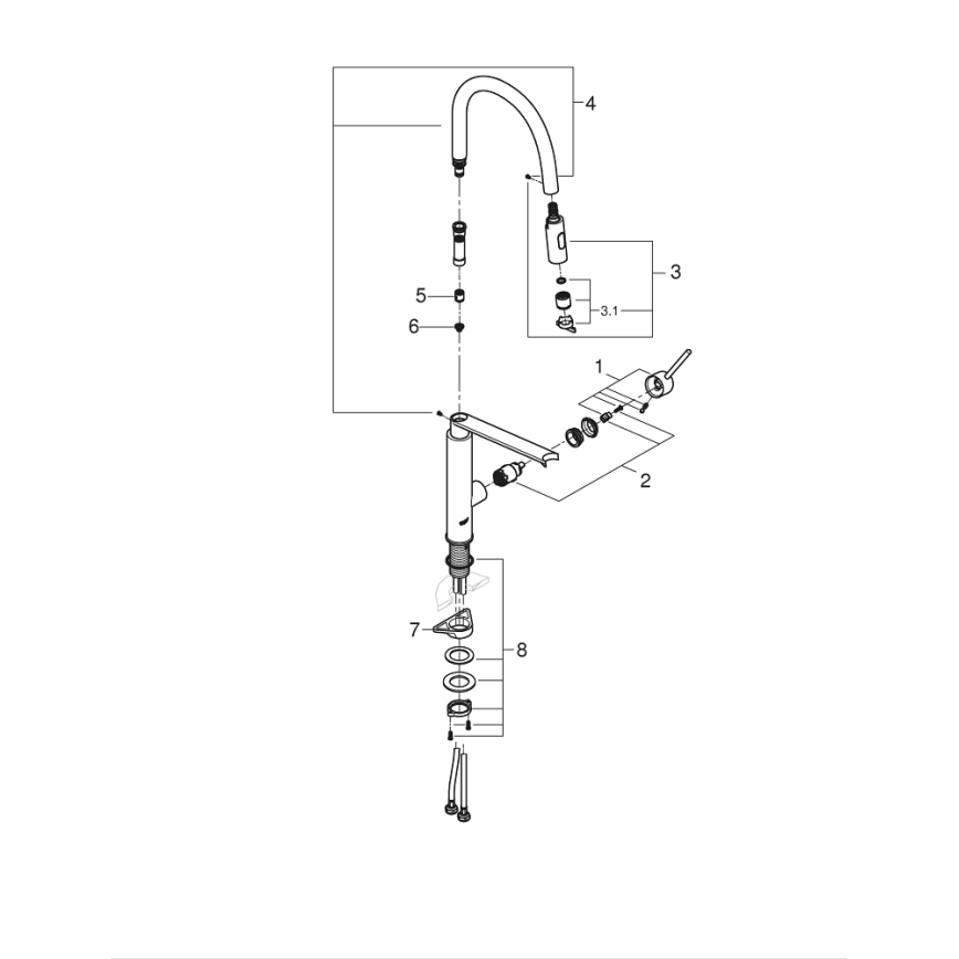 GROHE 31491000 - Kuhinjska slavina CONCETTO sa profesionalnom prskalicom, sjajni hrom