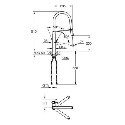 GROHE 31491DC0 - Slavina za sudoperu CONCETTO DN 15, nerđajući čelik