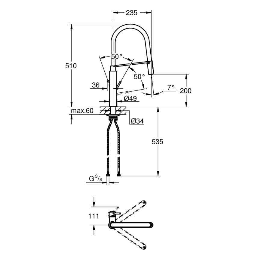 GROHE 31491DC0 - Slavina za sudoperu CONCETTO DN 15, nerđajući čelik