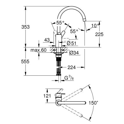 GROHE 31494001 - Kuhinjska baterija GET, sjajni hrom